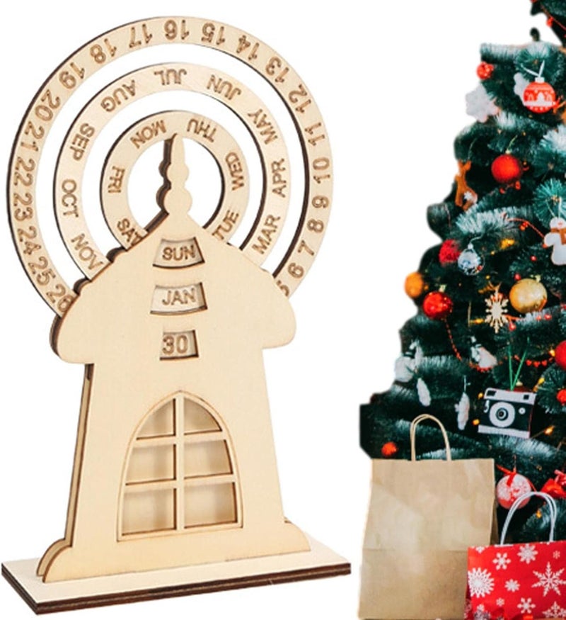 woobles Wooden Advent Calendar - Ferris Wheel Shape Desktop Ornament Turntable Calendar,Christmas Atmosphere Calendar Adornment for Kids Teens Women, Celebrate New Year - Image 1